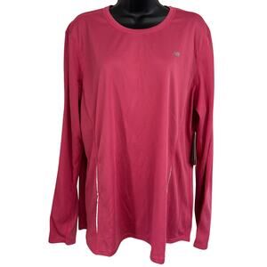 New Balance Plus Size 2X Athletic Top Long Sleeve Semi Fitted Pink UPF 20 New